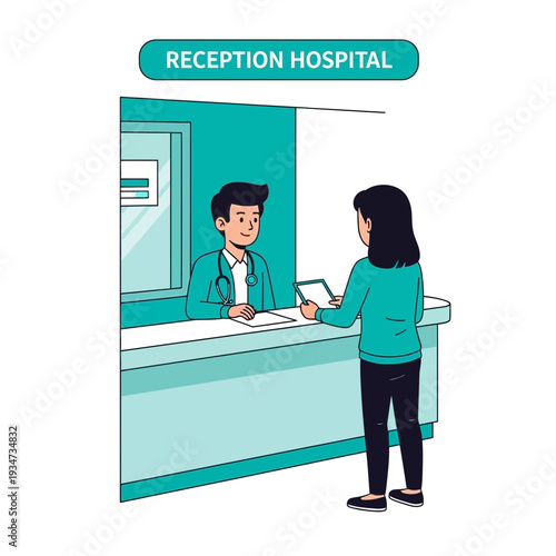 Hospital Reception Interaction Depicting Healthcare Staff Assisting Patients In Medical Facility