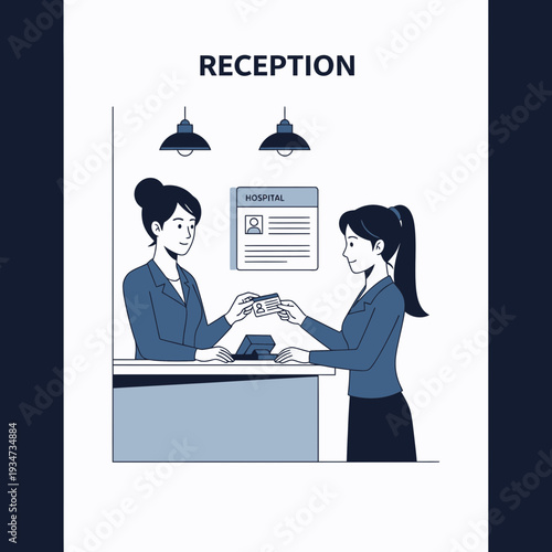 Hospital Reception Interaction: Patient Registration and Administrative Operations Illustrated