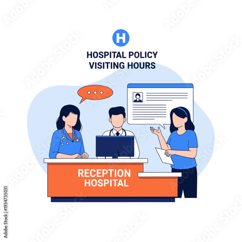 Hospital Reception Staff Addressing Patients About Visiting Hours And Hospital Policies