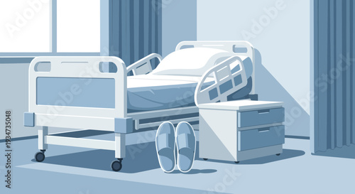 Hospital Room Depicting a Clean and Calm Atmosphere, Suitable for Medical Purposes.