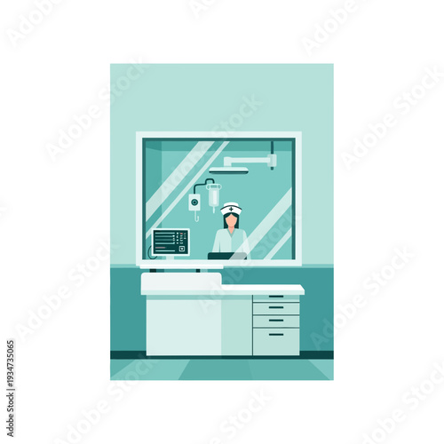 Hospital Room Depicting a Medical Professional in a Modern and Sterile Clinical Setting