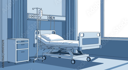 Hospital Room Depicting Modern Healthcare and Treatment in Artistic Clinical Illustration