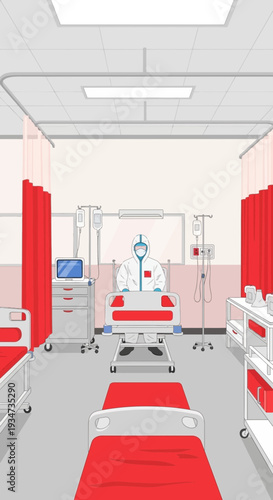 Hospital Room Depicting Medical Professional Preparedness During An Infectious Disease Outbreak