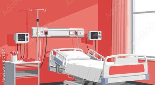 Hospital Room Depicting Modern Healthcare and Treatment Procedures