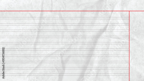 A blank lined notebook page with a red border and creased paper surface for writing or note-taking