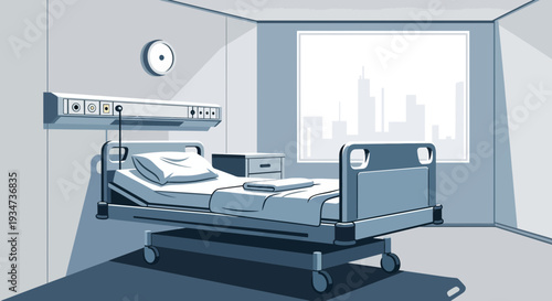 Hospital Room Depiction Illustrating a Modern Healthcare Environment Scene