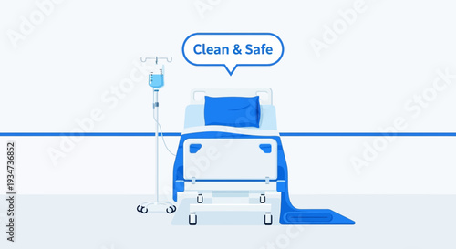 Hospital Room Depiction Illustrating Cleanliness and Medical Care with Modern Equipment