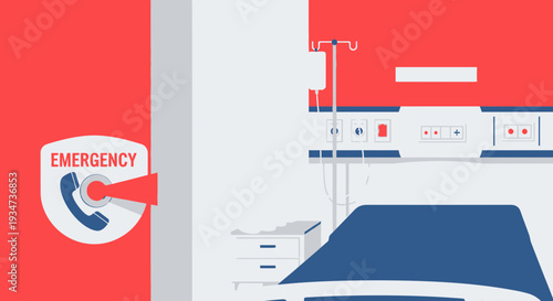 Hospital Room Depiction Illustrating Emergency Response System and Modern Medical Care