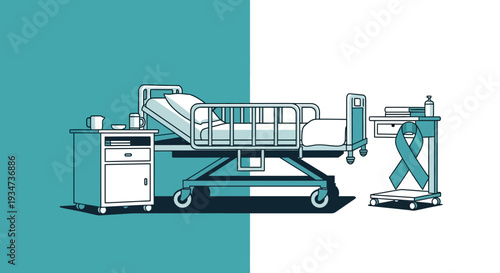 Hospital Room Depiction Illustrating Healthcare, Awareness, and Supportive Environment