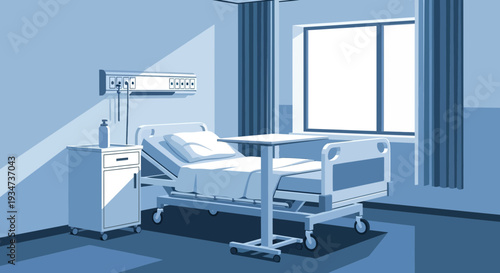 Hospital Room Depiction Illustrating Modern Healthcare and Patient Care Procedures