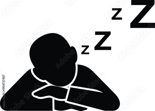 Infection Symptoms and Fatigue Burnout Sleeping Work Vector Icon On White Background