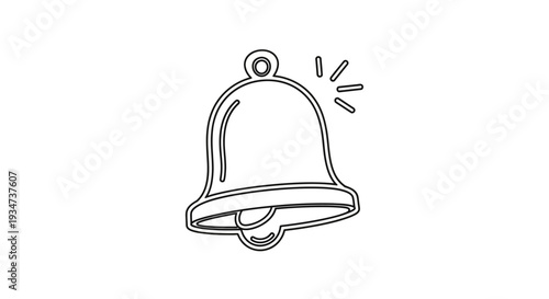 Simple black line art icon of a ringing bell on a white background.