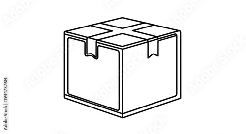 Simple line art illustration of a closed cardboard box
