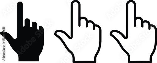 Three hands pointing up with index fingers extended in a gesture