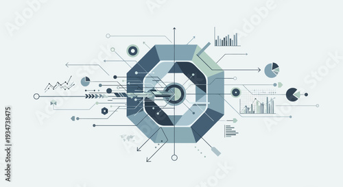 Geometric shapes and technical diagram.