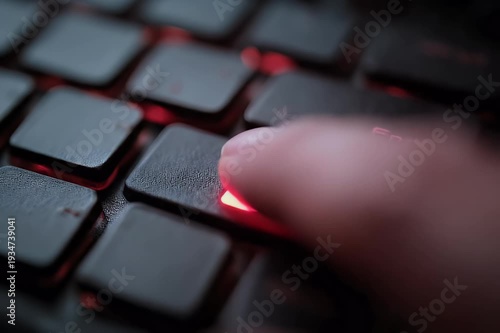 Wallpaper Mural Close-up of a glowing padlock symbol on a black keyboard with red backlighting Torontodigital.ca