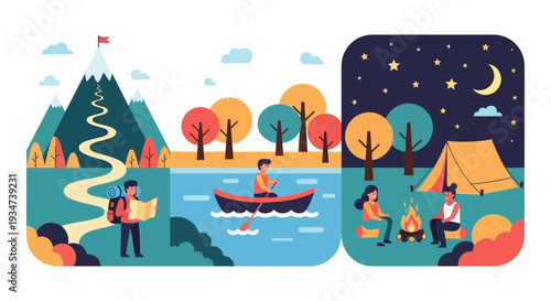 People enjoying outdoor camping activities together.