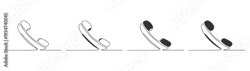 Minimal Telephone Handset Icon Set – Modern Call Receiver Line Art Vector Collection