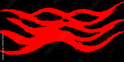 A grunge black and red background pattern features a silhouette heart symbol with fire and blood texture in a vector illustration art design