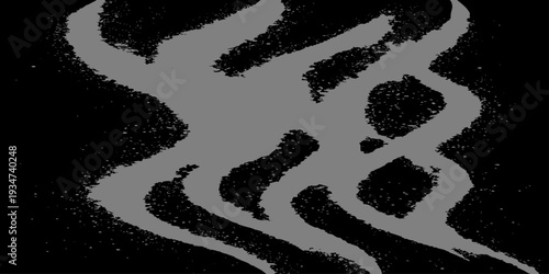 An abstract grunge wall texture featuring black and white graffiti paint patterns with a weathered asphalt heart symbol