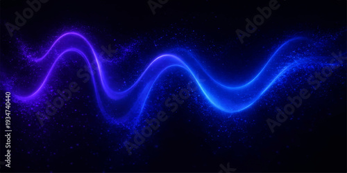 A futuristic abstract wallpaper featuring flowing blue neon waves and glowing fractal lines that create a motion design with a textured energy backdrop
