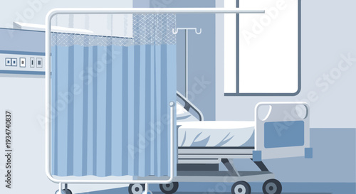 Hospital Room Depiction Illustrating Patient Care and Medical Environment Illustrations