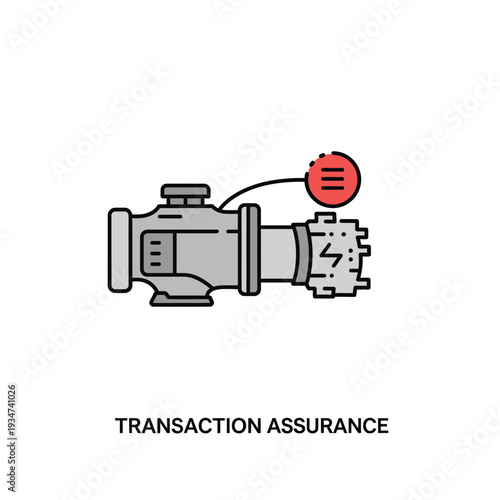 Transaction assurance gear icon symbol.