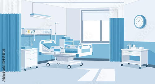 Hospital Room Illustration Demonstrating a Clean and Organized Healthcare Facility