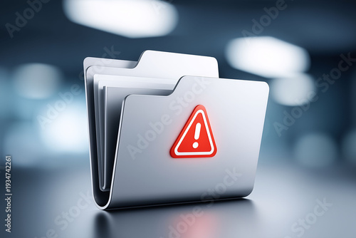 Cybersecurity file breach alert digital workspace graphic design virtual environment close-up view security awareness