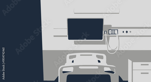 Hospital Room Interior Illustration Of Modern Medical Equipment For Patient Care