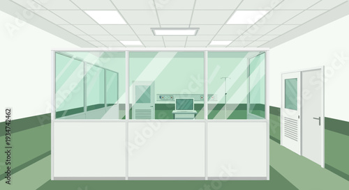 Hospital Room Interior Illustration Of Modern Design and Clear Glass Separations