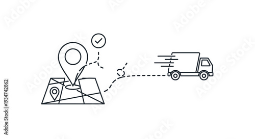 Delivery Tracking System with Map Pin and Moving Truck