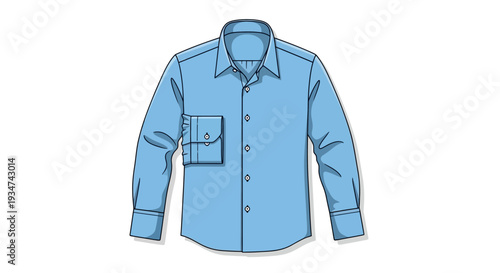 Blue button down dress shirt with a chest pocket.