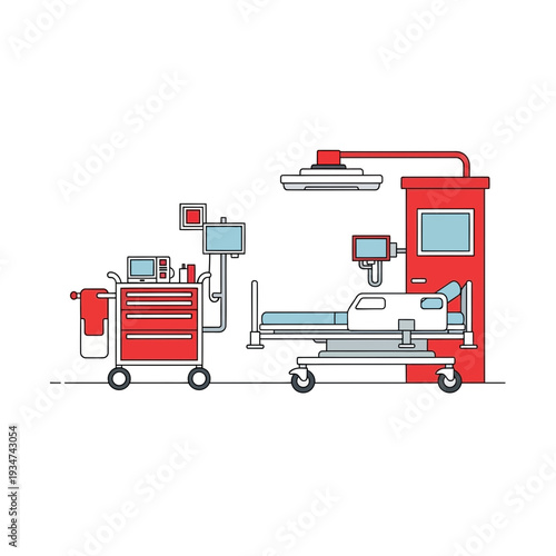 Hospital Room Interior Illustration With Medical Equipment Depicting Healthcare Scenario