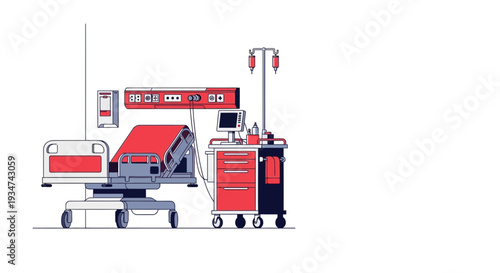 Hospital Room Interior Illustration With Medical Equipment For Healthcare Professionals