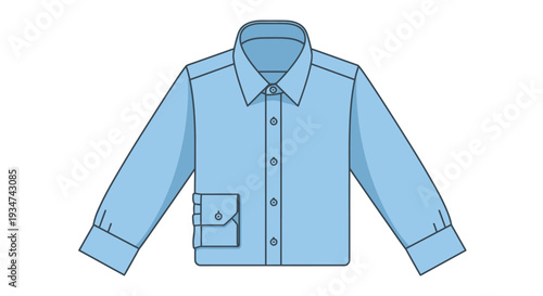 Flat design of a light blue dress shirt with buttons