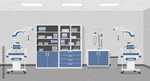 Hospital Room Interior Showcasing Medical Equipment and Sterile Environment