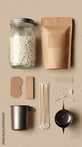 Wallpaper Mural Refill candle sustainable kit flat lay with reusable jar wax refills and tools for conscious home decor Torontodigital.ca