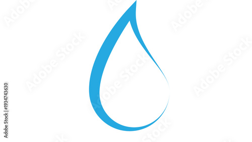 A close-up illustration of a single blue water droplet on a clean white surface viewed from directly above