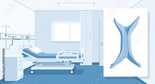 Hospital Room with Medical Illustration on Display, Medical and Healthcare Concept