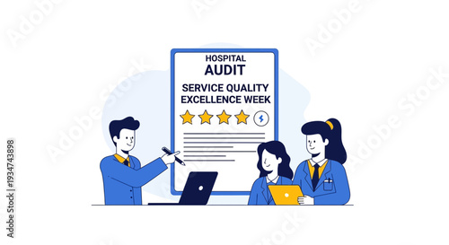 Hospital Service Quality Audit Illustration Depicting Excellence And Positive Week