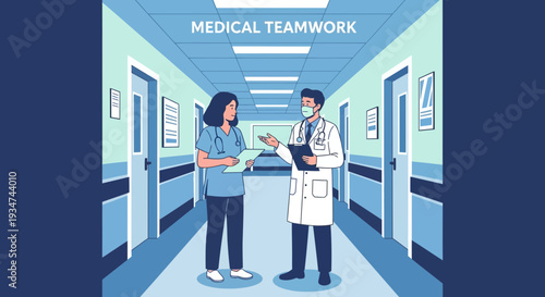 Hospital Staff Communication Depicting Cooperation And Medical Professionalism Illustrated