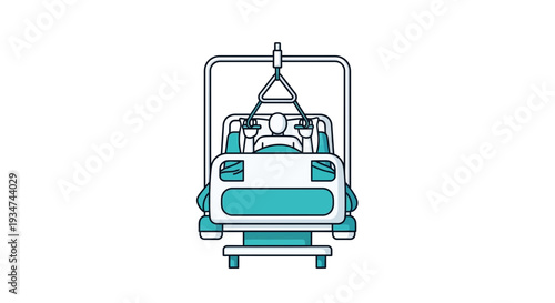 Hospitalized Patient Icon In Bed, Medical Care, Health Support, Vector Illustration