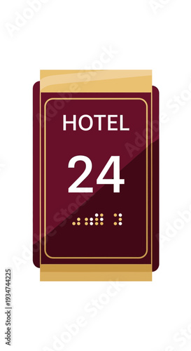 Hotel Room Number Twenty-Four Illuminated, Featuring Braille for Accessibility and a Modern