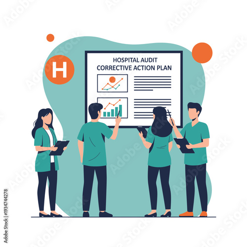 Hospital Team Collaborating On Corrective Action Plan: Strategic Healthcare Approach