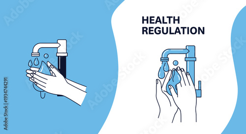 Hygiene And Cleanliness Practices Depicted Through Washing Hands And Health Guidelines
