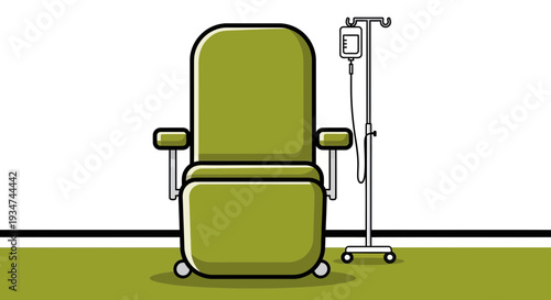 Hospital Treatment Chair With Drip Equipment Graphic In A Modern And Clean Style