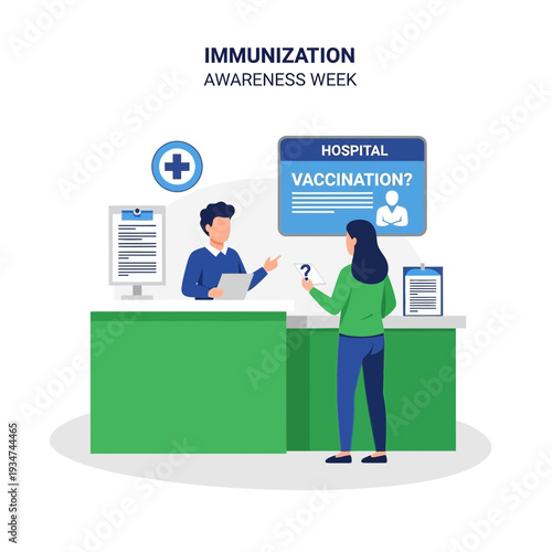 Hospital Vaccination Awareness Depicted With Doctor Interacting With Patient During Immunization