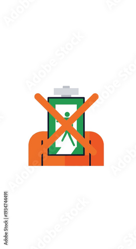 Icon Depicting Battery Usage Restriction And Environmental Protection Concept For Modern Designs