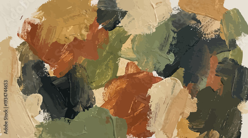 Artistic abstract paint blobs in earthy tones, a textured and colorful background